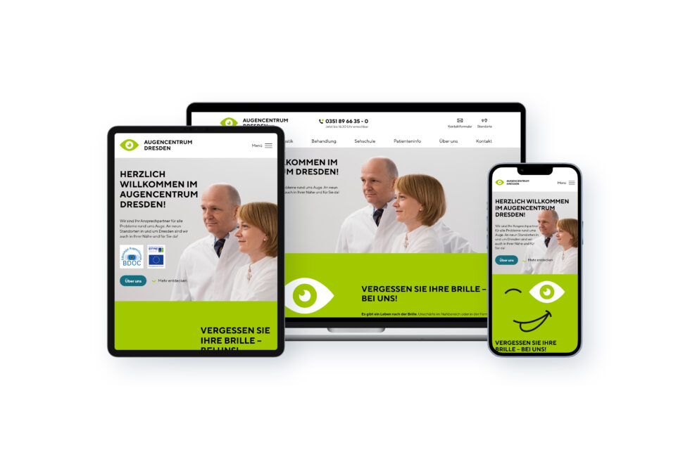 Unterschiedliche Endgeräte zeigen Screenshots derselben responsive Website eines Referenzkunden, der sich von uns als Website-Profi Berlin seine Homepage erstellen lassen hat
